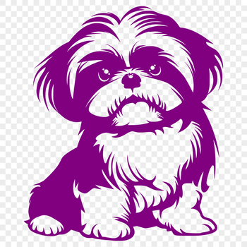 A full-body illustration of a Shih Tzu sitting on its haunches, suitable for vector art and design projects.