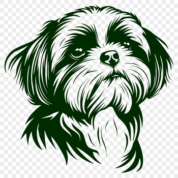A small breed dog with a long, fluffy coat, suitable for vector design and cutting machine templates.