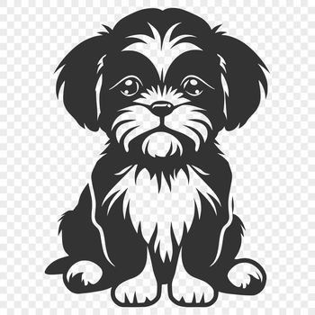 A full-body portrait of a sitting Shih Tzu dog in a vector format.