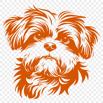 A detailed illustration of a Shih Tzu dog's head, suitable for vector art and graphic design.
