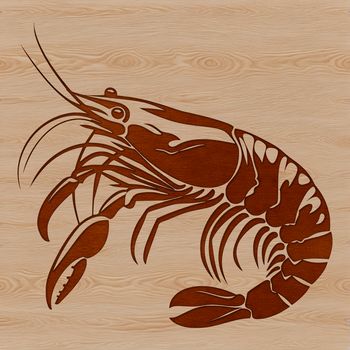 A digital illustration of a shrimp, suitable for vector art designs.