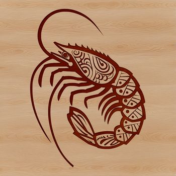 A detailed illustration of an animal commonly used in seafood dishes.