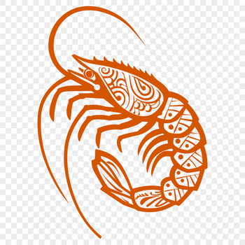 A full-body representation of a marine crustacean commonly consumed as food.