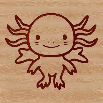 A simple line drawing of an axolotl, a type of salamander commonly kept as a pet.