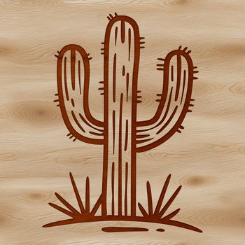 A simple line drawing of a desert plant with spines.