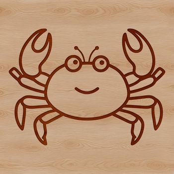 A simple line drawing of a crab, suitable for vector design and cutting machine applications.