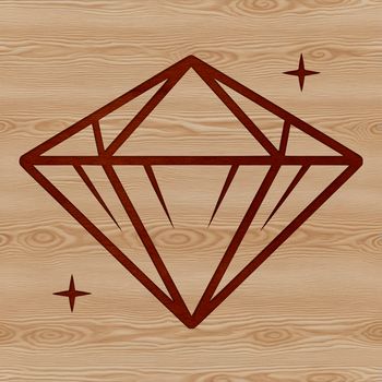 A simple line drawing of a classic diamond shape.