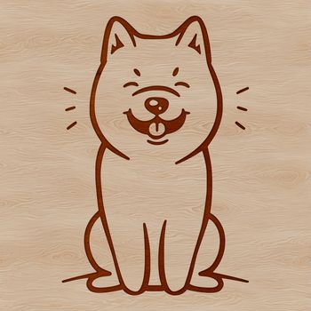 A simple line drawing of a sitting dog breed, recognizable as a Shiba Inu.