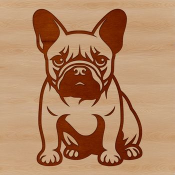 A simple line drawing of a seated French Bulldog, an adorable pet breed.