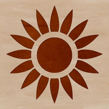 A simple line drawing of a tall sunflower with bright yellow petals and a dark center.