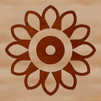 A simple line drawing of a sunflower in bloom, featuring large yellow petals and a dark center.