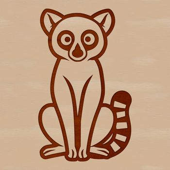 A simple line drawing of a wild lemur in a natural environment, suitable for digital use.
