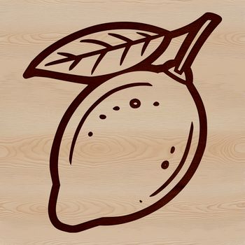 A simple line drawing of a lemon, a type of citrus fruit.