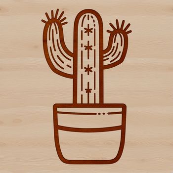 A simple line drawing illustration of a desert plant cactus.