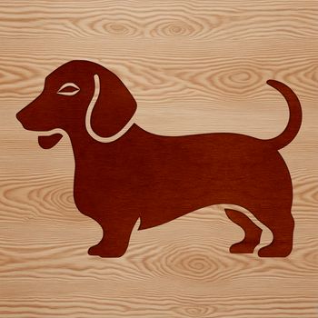 A simple line drawing of a standing dog breed.