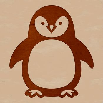 A simple line drawing illustration of a penguin in a natural habitat.