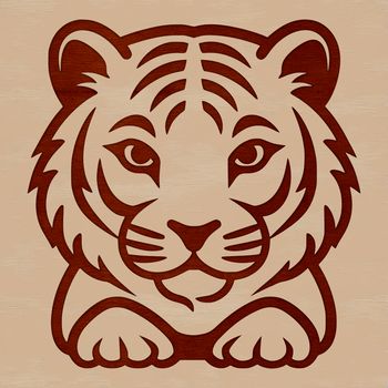 A simple line drawing of a tiger cub, created as vector art for both personal and commercial use.