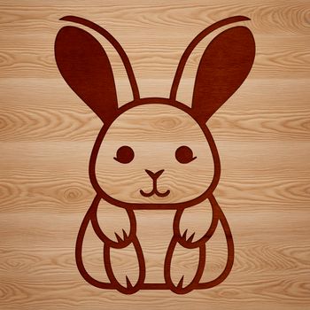 A simple line drawing of a cute sitting rabbit, suitable for clip art or vector design projects.