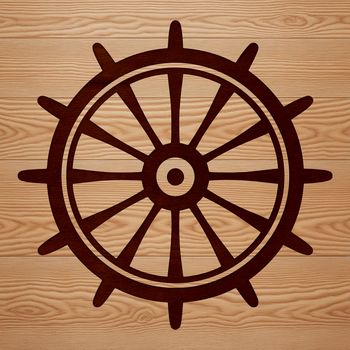 A simple line drawing of a nautical ship's wheel, perfect for vector art and clip art designs.