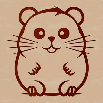Simple line drawing of a hamster in a playful pose.