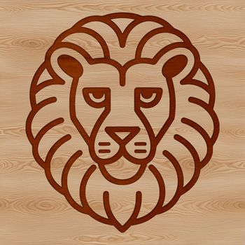 A simple line drawing of a lion's head, showcasing the animal's majestic features.