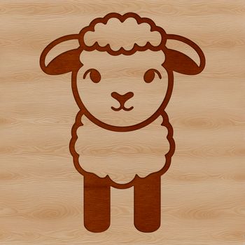 A simple line drawing of a sheep in a field.