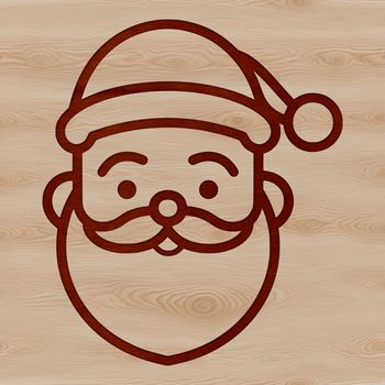 A simple line drawing illustration of a bearded Father Christmas character in festive attire.
