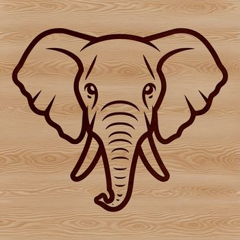A simple line drawing illustration of a majestic elephant's head, suitable for various digital designs.