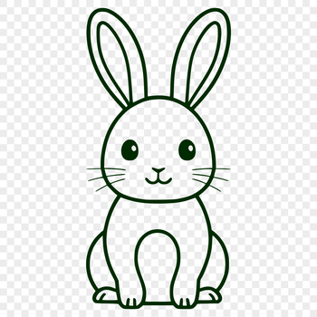 A full-body illustration of a rabbit sitting on its hind legs.