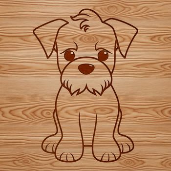 A line drawing illustration of a sitting miniature dog breed, suitable for digital design projects.