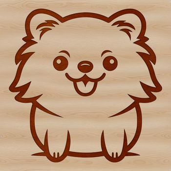 A simple line drawing of a sitting Pomeranian dog breed in vector format.