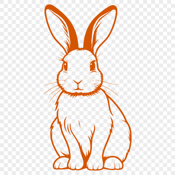A detailed illustration of a rabbit sitting with its full body depicted in a simple yet recognizable style.