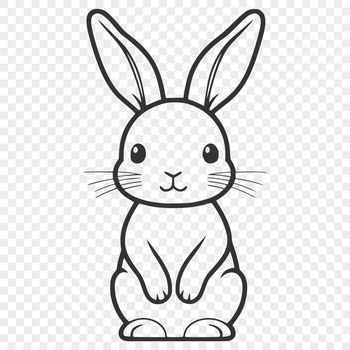 A cartoon rabbit sitting in a relaxed pose, suitable for various design applications.