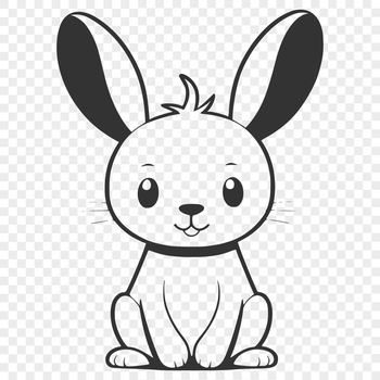 A sitting rabbit with full body depicted in vector format.