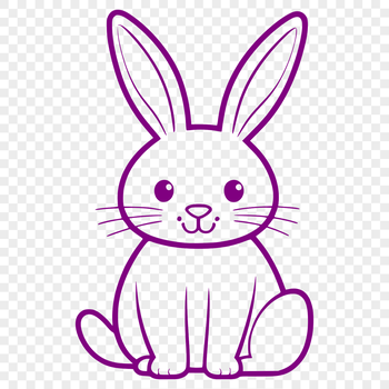 A graphic representation of a bunny in a seated position, suitable for use in digital design.