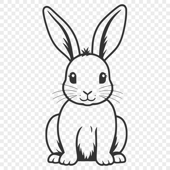 A cartoon-style illustration of a sitting rabbit in full body view, suitable for digital use as a vector image.