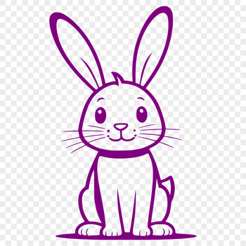 A detailed illustration of a full-bodied rabbit sitting in a neutral background.