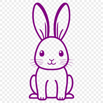 A full-body illustration of a sitting rabbit in simple vector design style.