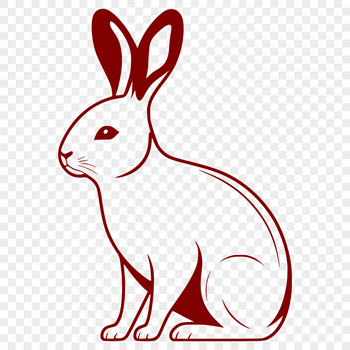 A detailed illustration of a sitting rabbit from the front view.