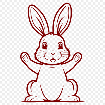 A vector illustration of a sitting rabbit with full body proportions, suitable for various design applications.