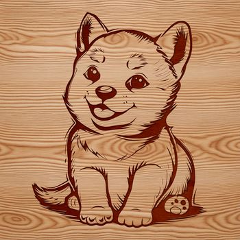 An illustration of a domesticated animal, specifically a Shiba Inu breed, depicted in a relaxed position.