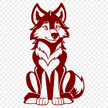 A detailed illustration of a sitting wolf in its natural habitat.