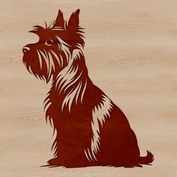 A seated dog breed icon, specifically the Yorkshire Terrier, depicted in simple vector form.