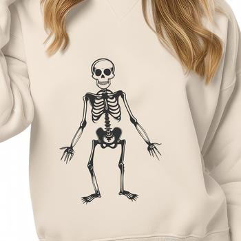 A full-body standing skeleton illustration in a vector format.