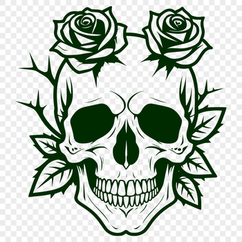 An ornate, decorative skull with Gothic architecture-inspired details in a vector format suitable for digital designs.