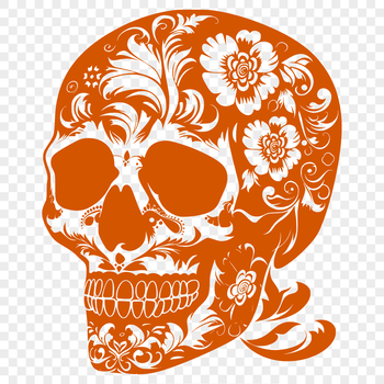 A stylized skull icon in vector format for tattoo design and customization.