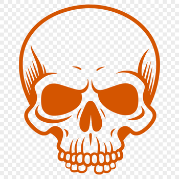 A stylized illustration of witchcraft symbols, including a skull, set against a dark background.