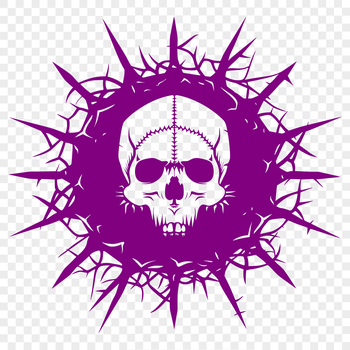 A stylized illustration of a skull with thorns, suitable for Halloween-themed designs.