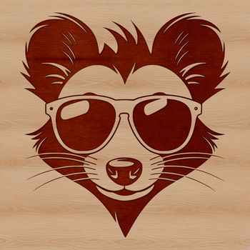 A cartoon skunk wearing trendy sunglasses on its face.