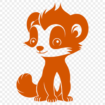 A vector illustration of a wild animal skunk in black outline.
